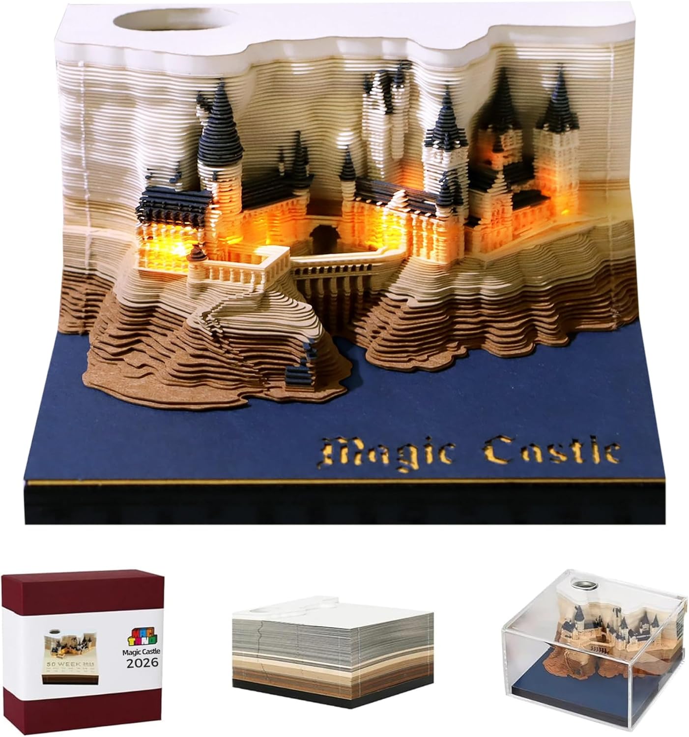 3D Art Calendar Memo Pad 2026 - Creative Time Piece Magic Castle