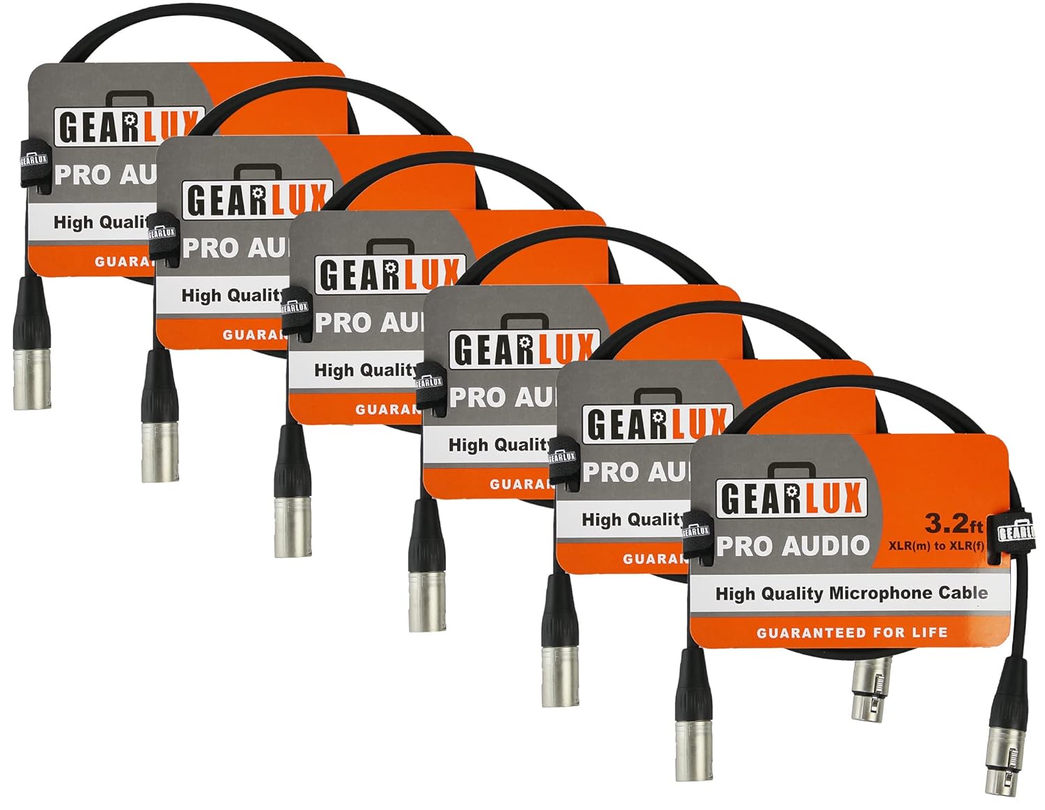 Gearlux XLR Microphone Cable 3.2 Feet - 6 Pack for Professionals