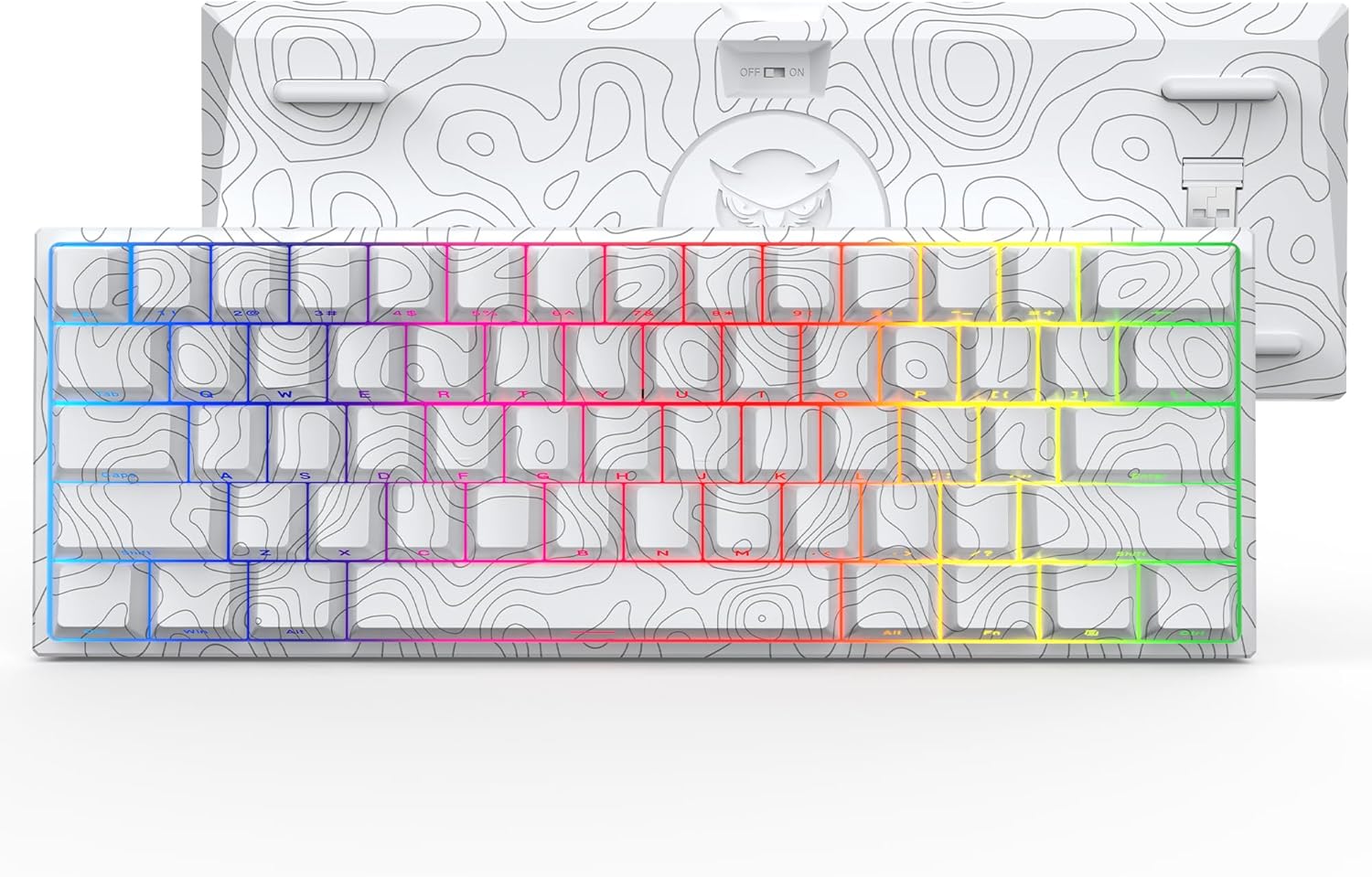 60 Percent Keyboard with Topographic Theme for Gaming and Work