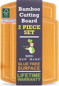 Extra Large Bamboo Cutting Board Set of 2 - Glue-Free Surface