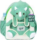Green Dinosaur Backpack for Boys 4-5 - Triceratops Toddler Pack