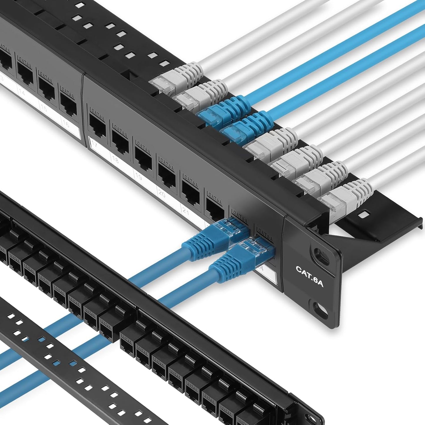 24 Port Cat6A Patch Panel with Inline Keystone for Fast Networking