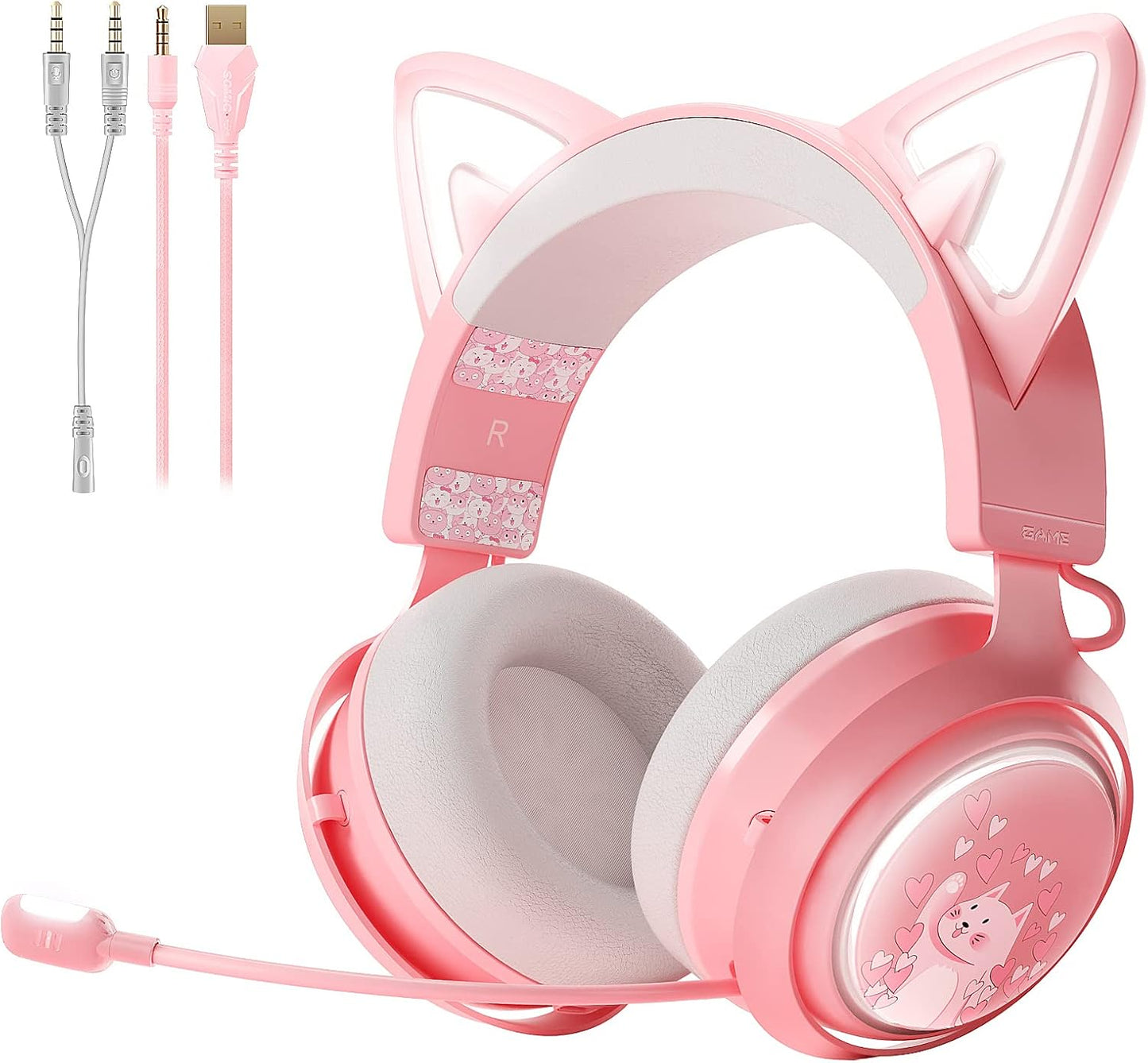 SOMIC GS510 Cat Ear Gaming Headset: Noise Cancelling, Stereo Sound, Retractable Mic