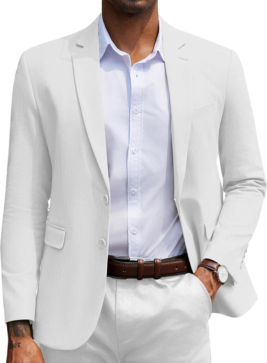 Stylish Herringbone Blazer for Men - Slim Fit Cotton Sport Coat