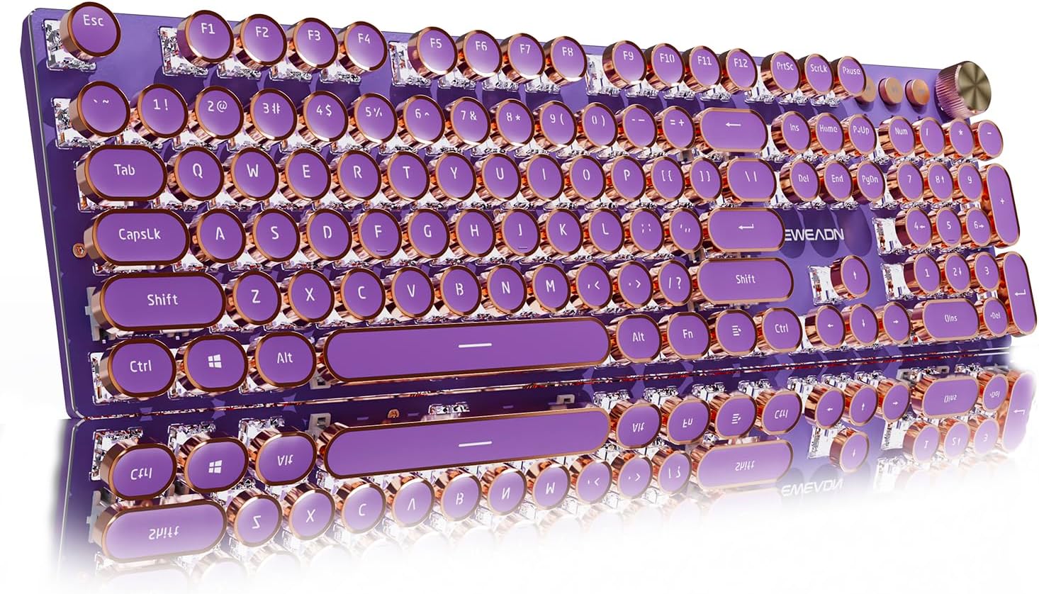 EWEADN V20 Wireless Typewriter Keyboard - Retro Style with Pink Switches
