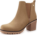 JABASIC Women Casual Ankle Booties Block Heel Slip On (Style 1NWD)