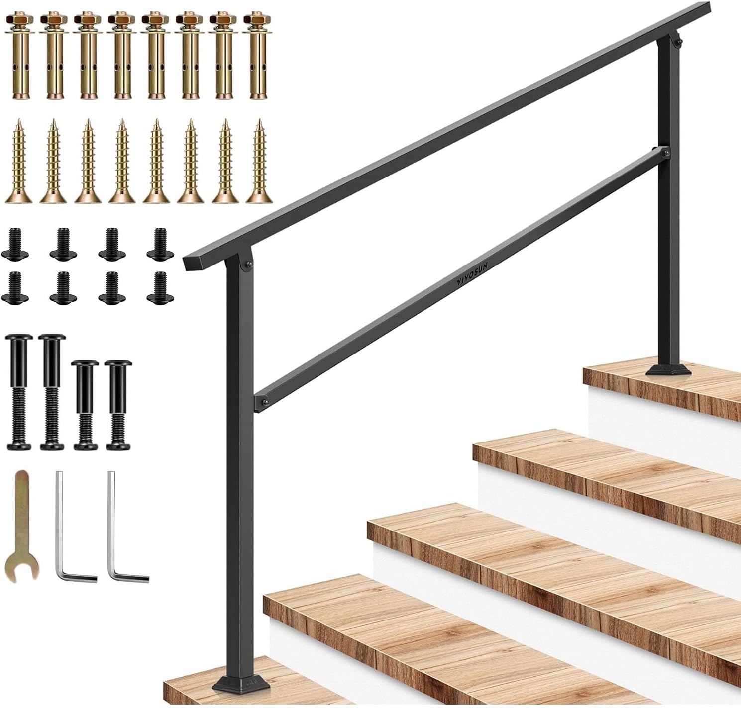 VIVOSUN Outdoor Handrail for 1 to 5 Steps, Durable & Stylish