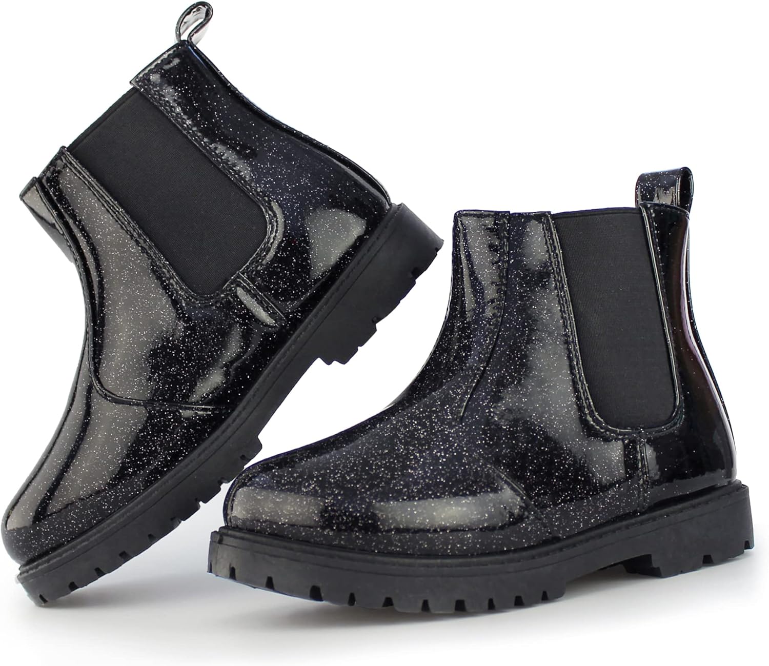 Tobfis Girl's Fashion Shiny Chelsea Boot Ankle Boots for Kids