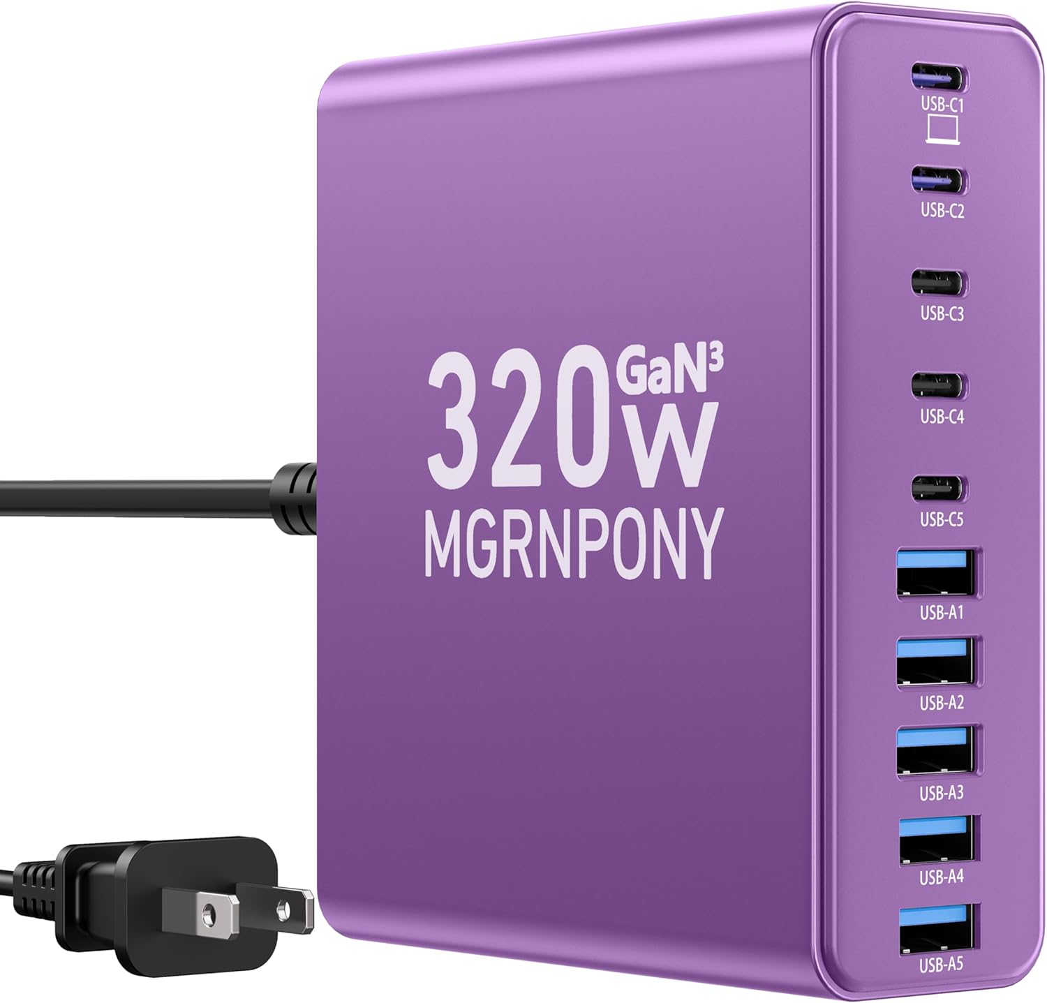 320W USB C Charger Block - 10-Port Fast Charging Station