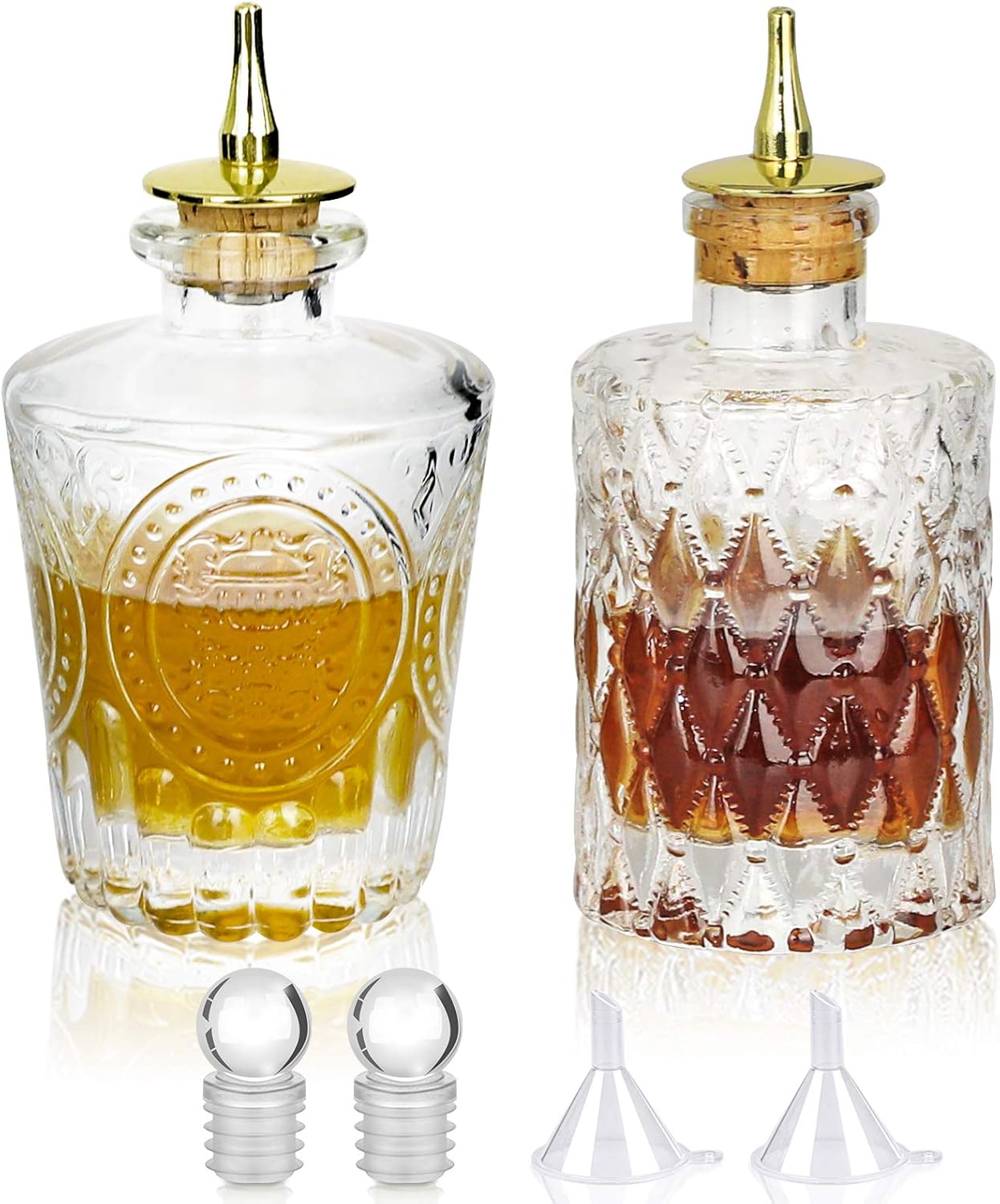 SuproBarware Set of 2 Glass Bitters Bottles - Elegant Cocktail Enhancer