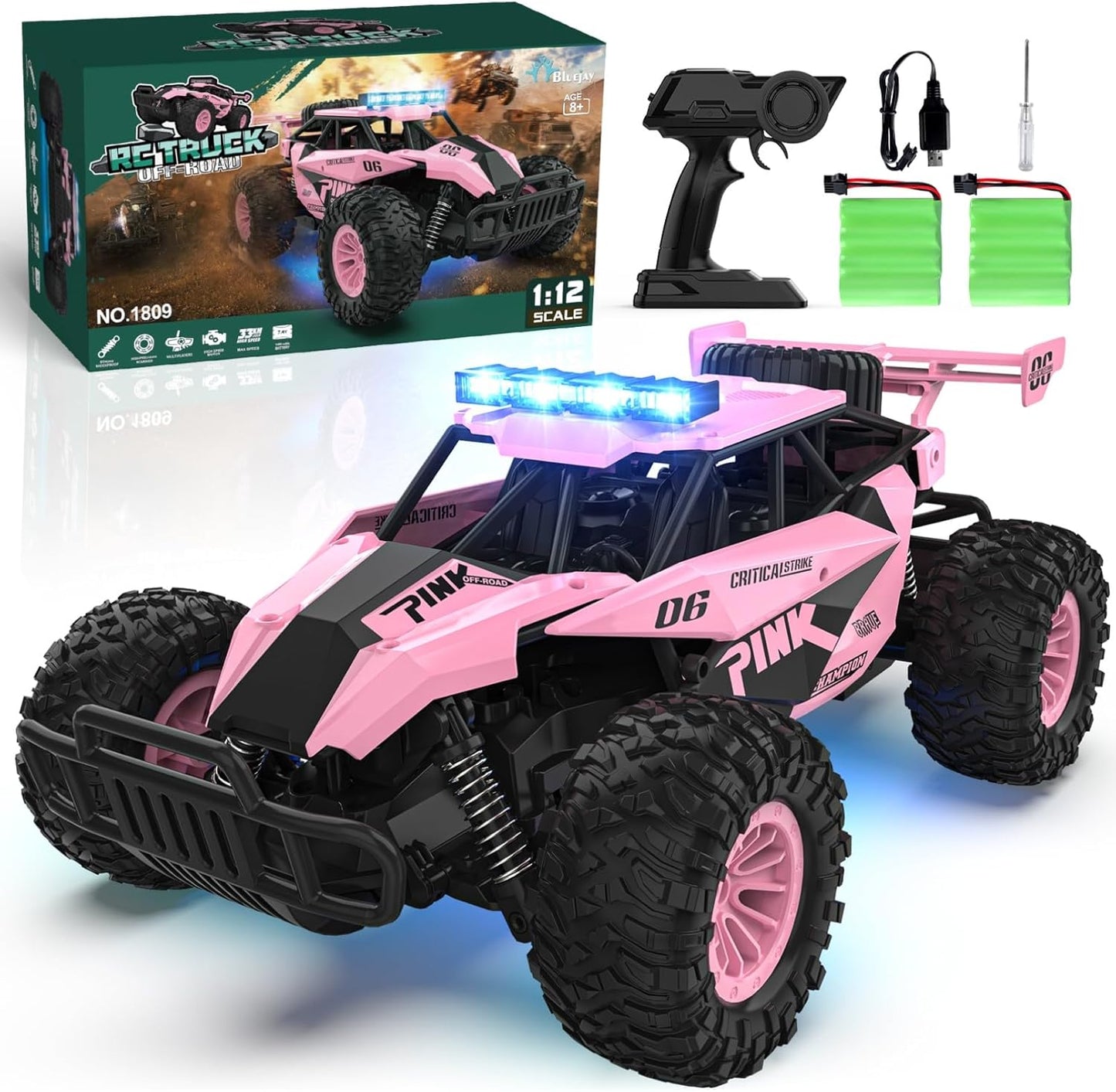 BLUEJAY Remote Control Car for Boys 8-12 - 1:12 Monster Truck