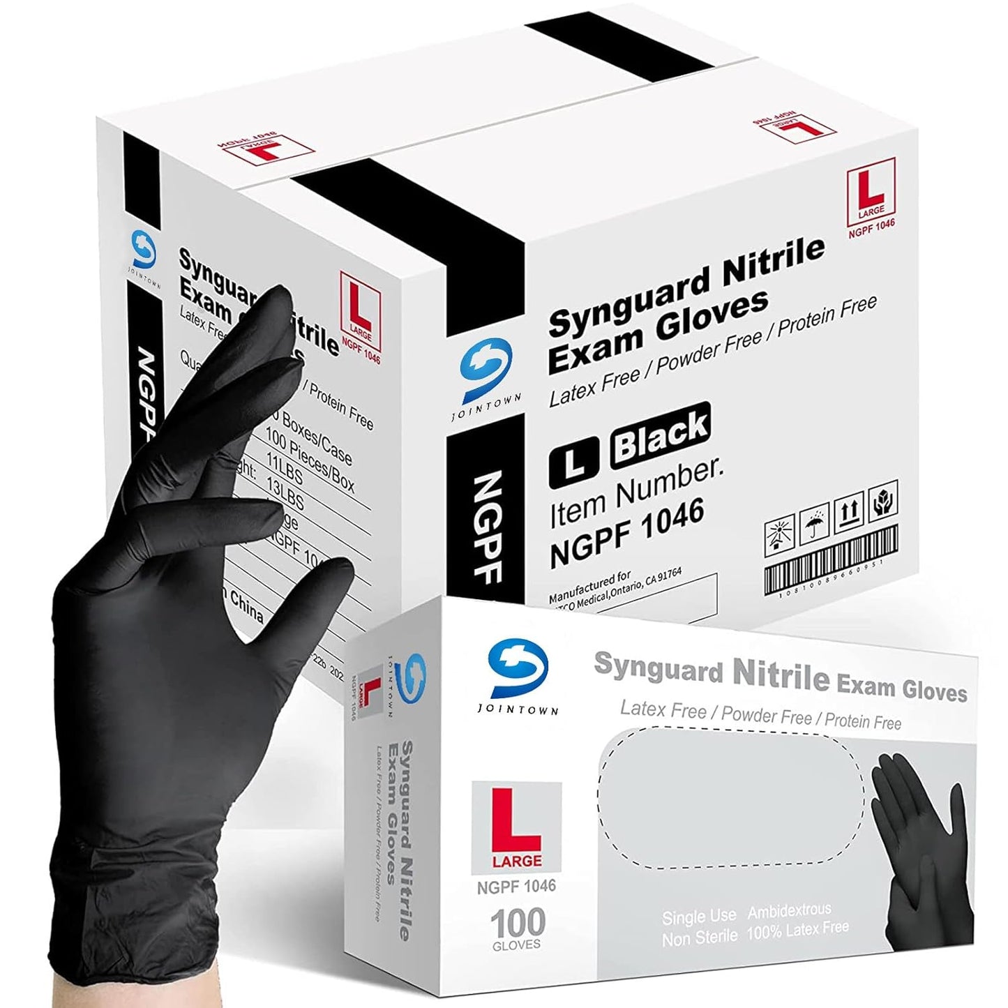 Latex-Free Black Nitrile Gloves - Case of 1,000