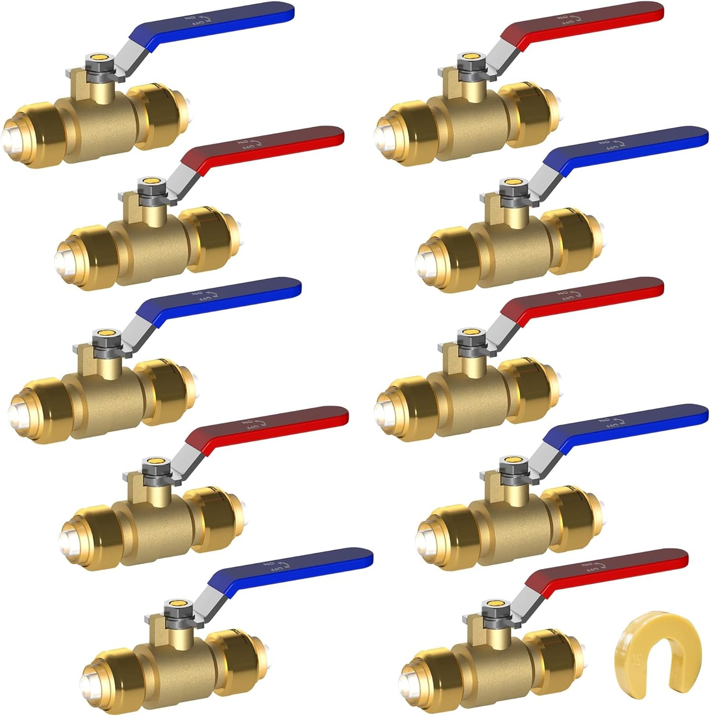 10 Pieces 1/2 Inch Push-Fit Full Port Ball Valve Set for Water