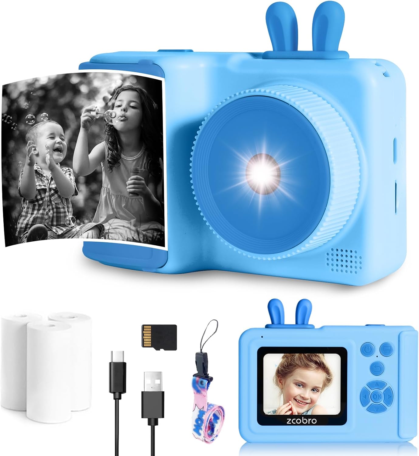 1080P HD Kids Instant Print Camera, Blue