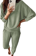 Women's Ribbed 2 Piece Lounge Set - Soft Long Sleeve Tracksuit