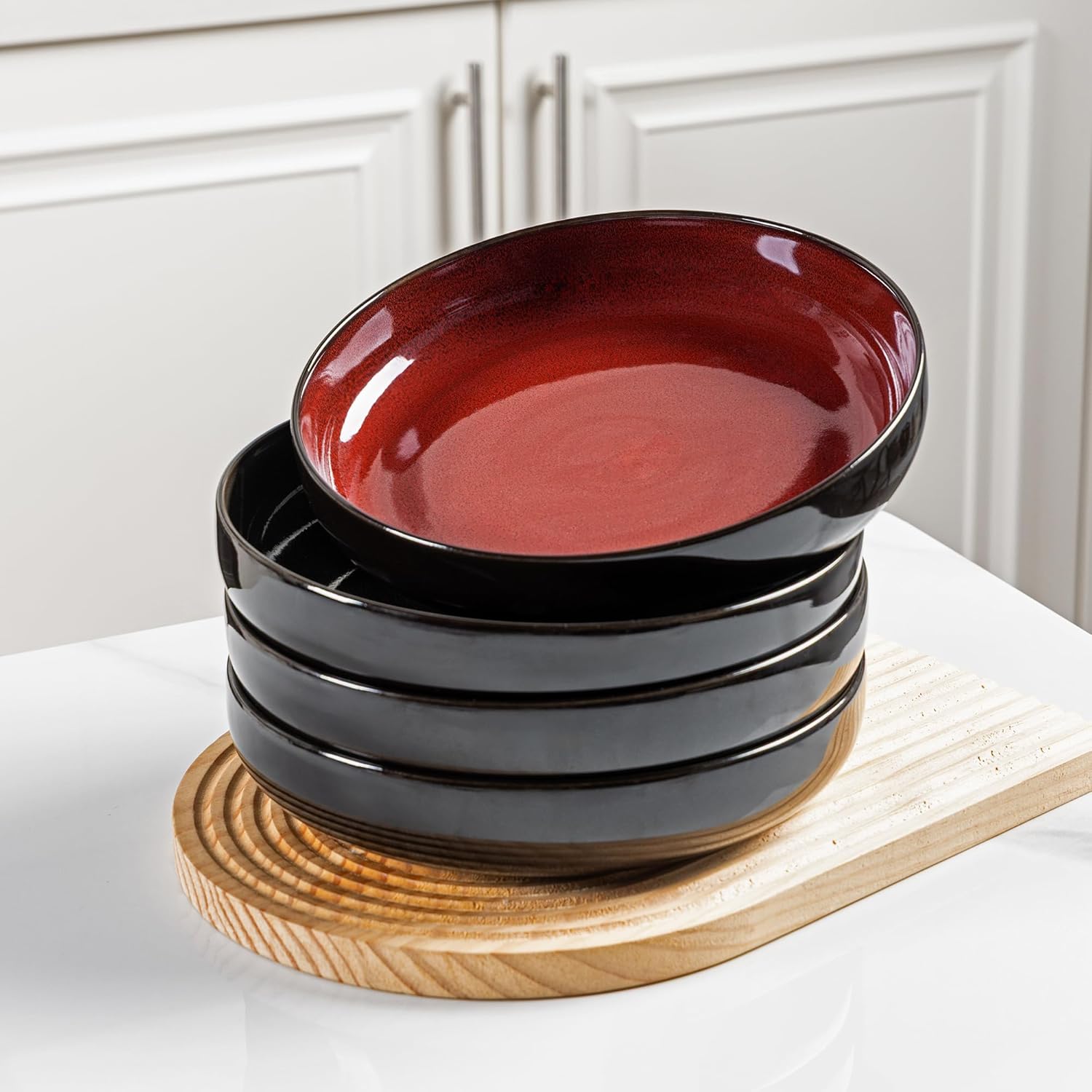 Large Ceramic Pasta Bowls Set of 4 for Kitchen Use and More