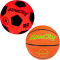GlowCity LED Soccer Ball and Basketball - 30 Hours of Glow for Night