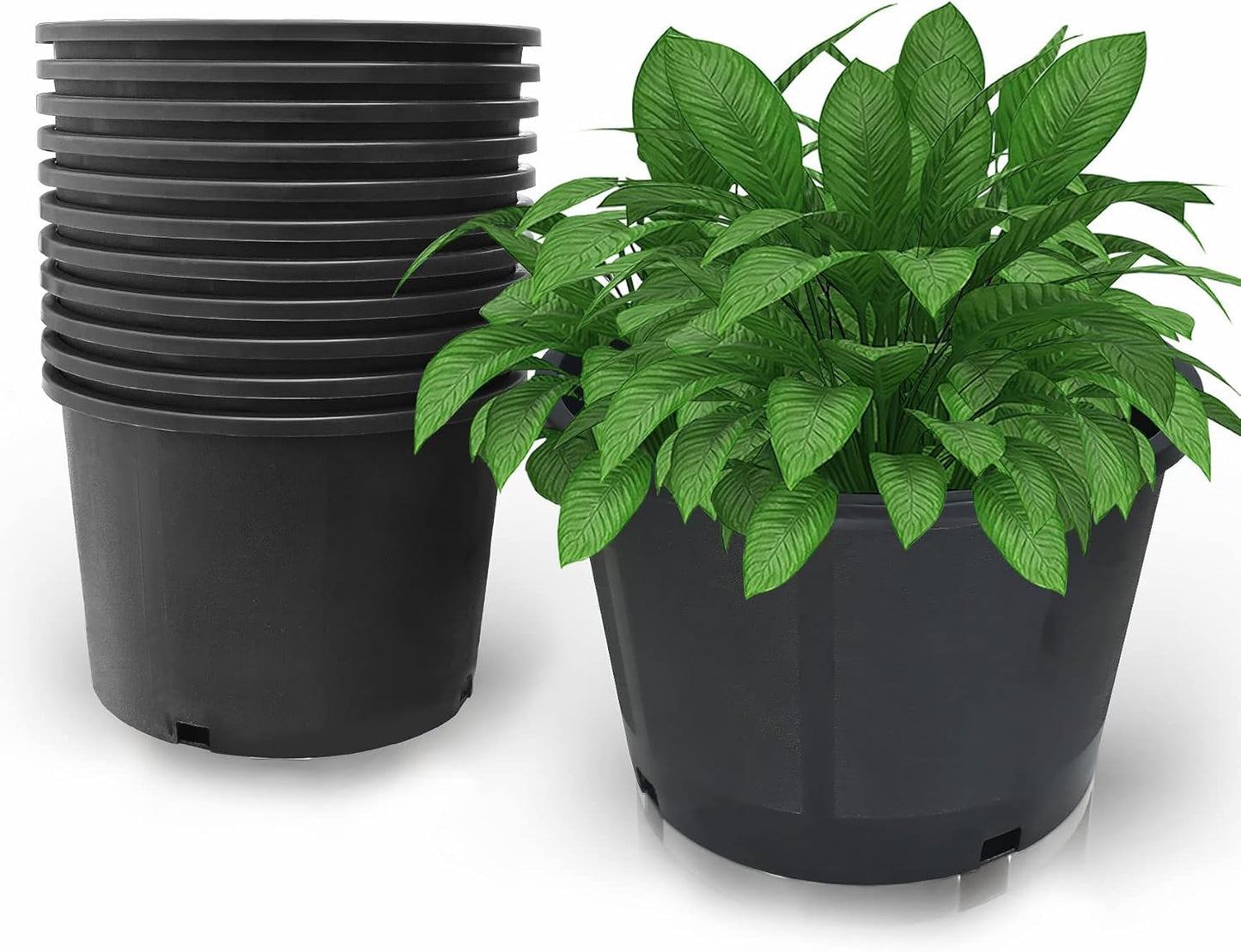 10-Pack 3.9 Gallon Round Planter Nursery Pots for Gardening