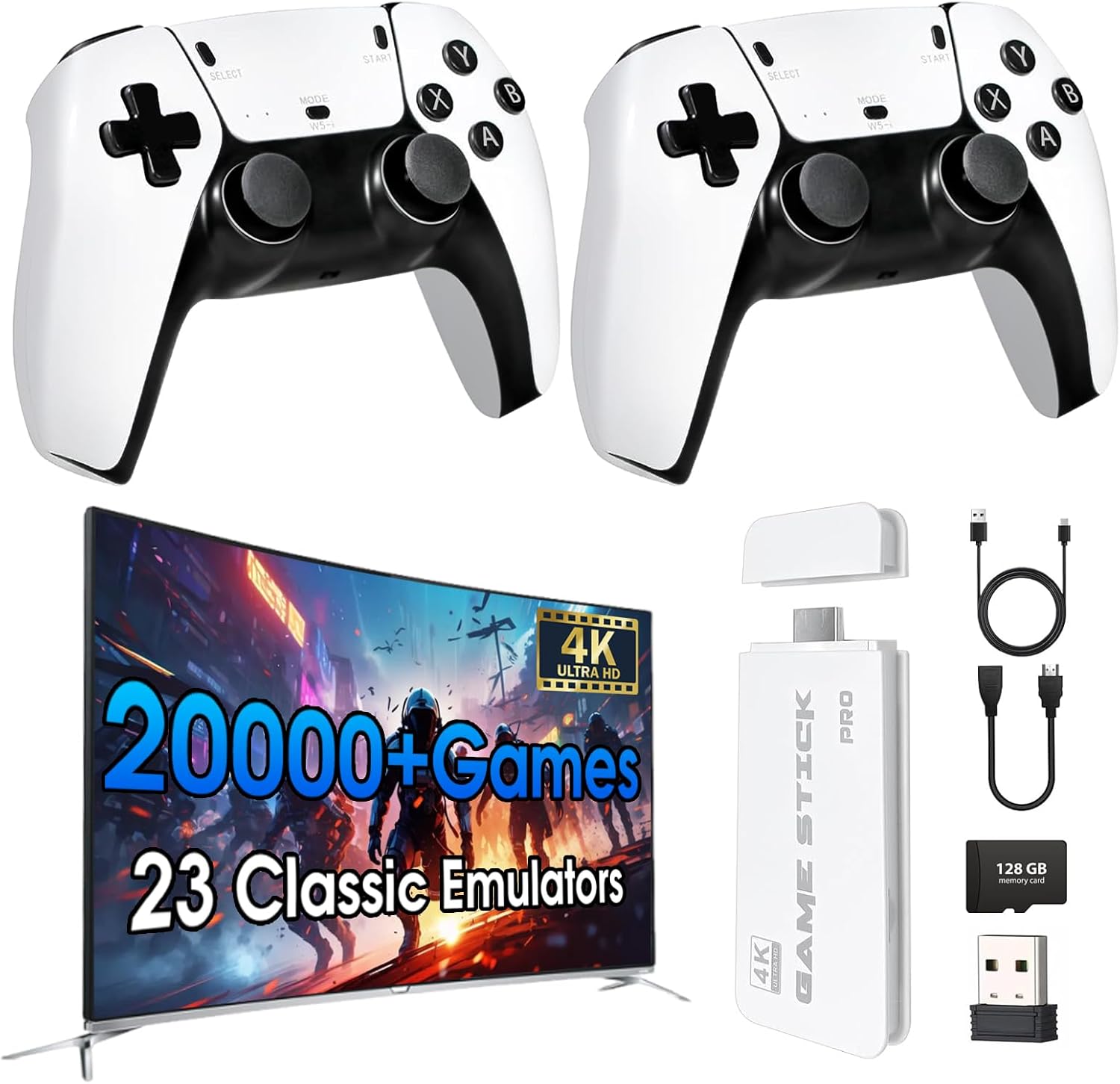 TEFELE Wireless Retro Game Console with 20,000 Games and 4K HDMI