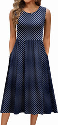 Zeagoo Womens Summer Tank Midi Dress with Pockets - Flowy Casual Midi