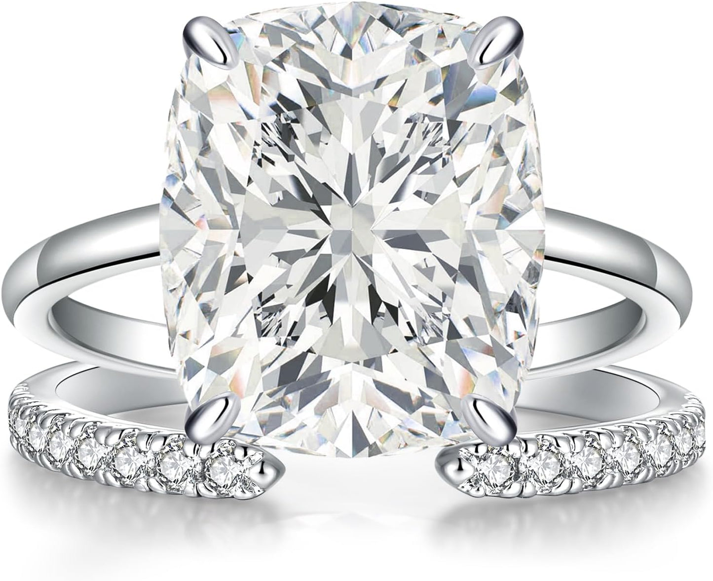 3CT/5CT Elongated Cushion Cut Engagement Ring Set for Women
