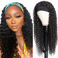 Deep Wave Headband Wig Human Hair 20 in Curly Headband Wig - Easy Wear