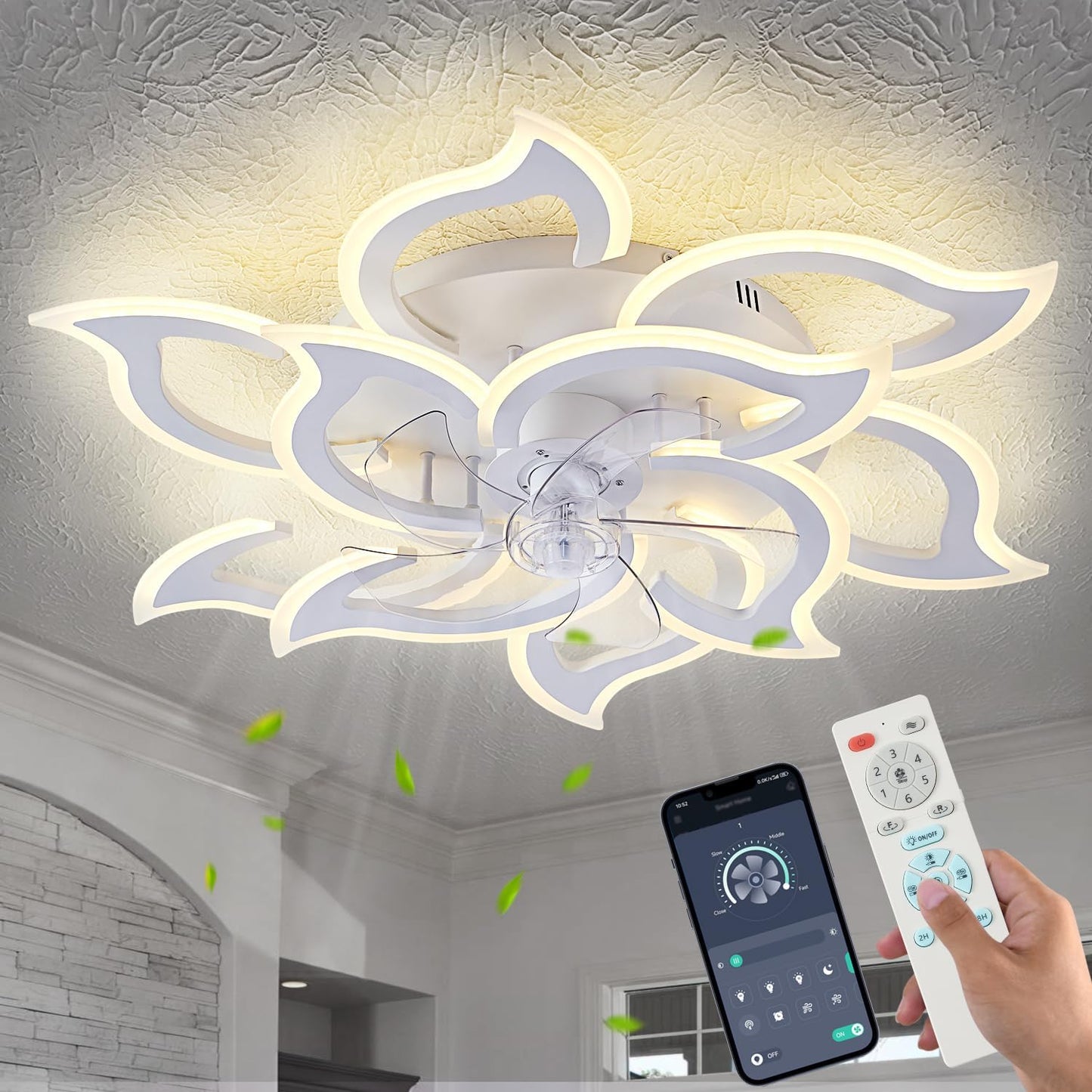 Modern 38Inch Ceiling Fan with Lights and Remote Control