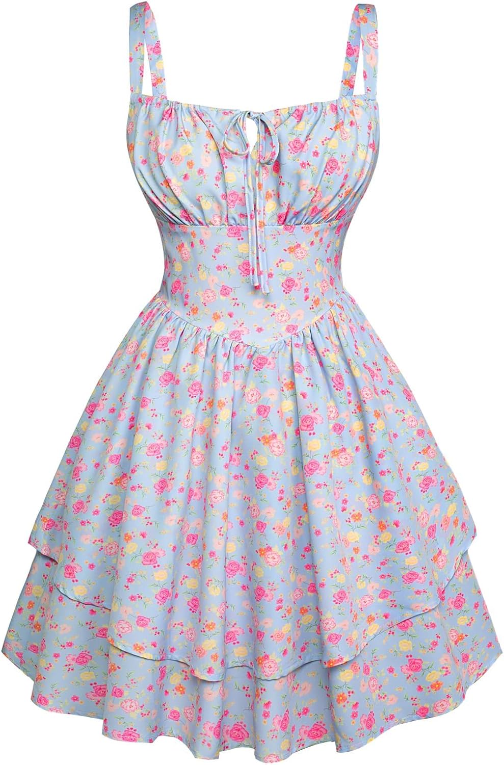 Floral Corset Dress for Women - Ruffle Mini Summer Sundress