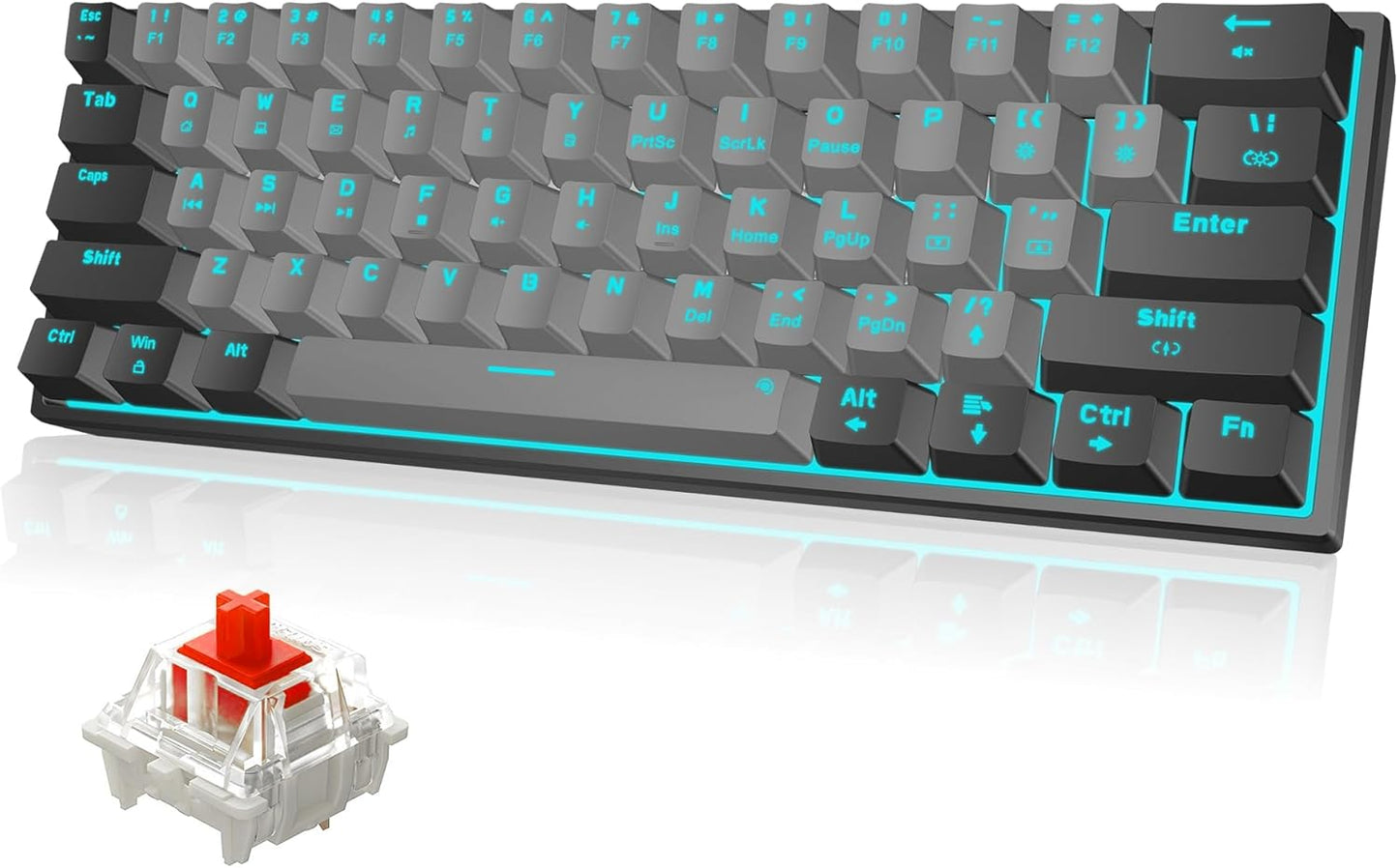 Snpurdiri 61-Key Ice Blue LED Gaming Keyboard