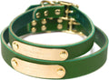 Emerald Green Bridle Leather Dog Collar - Personalized Brass Nameplate