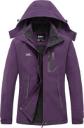 Women Waterproof Rain Jacket with Hood - Lightweight Fleece Lined Soft