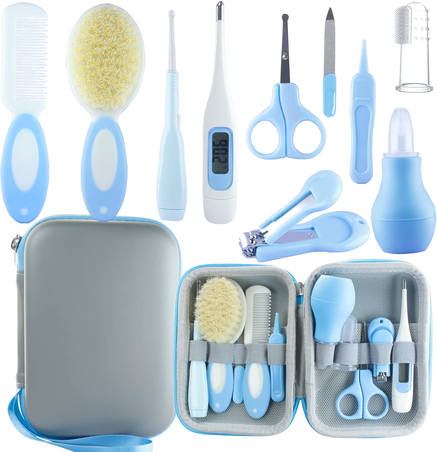 10-in-1 Portable Baby Grooming Kit - Newborn Essentials (Blue)