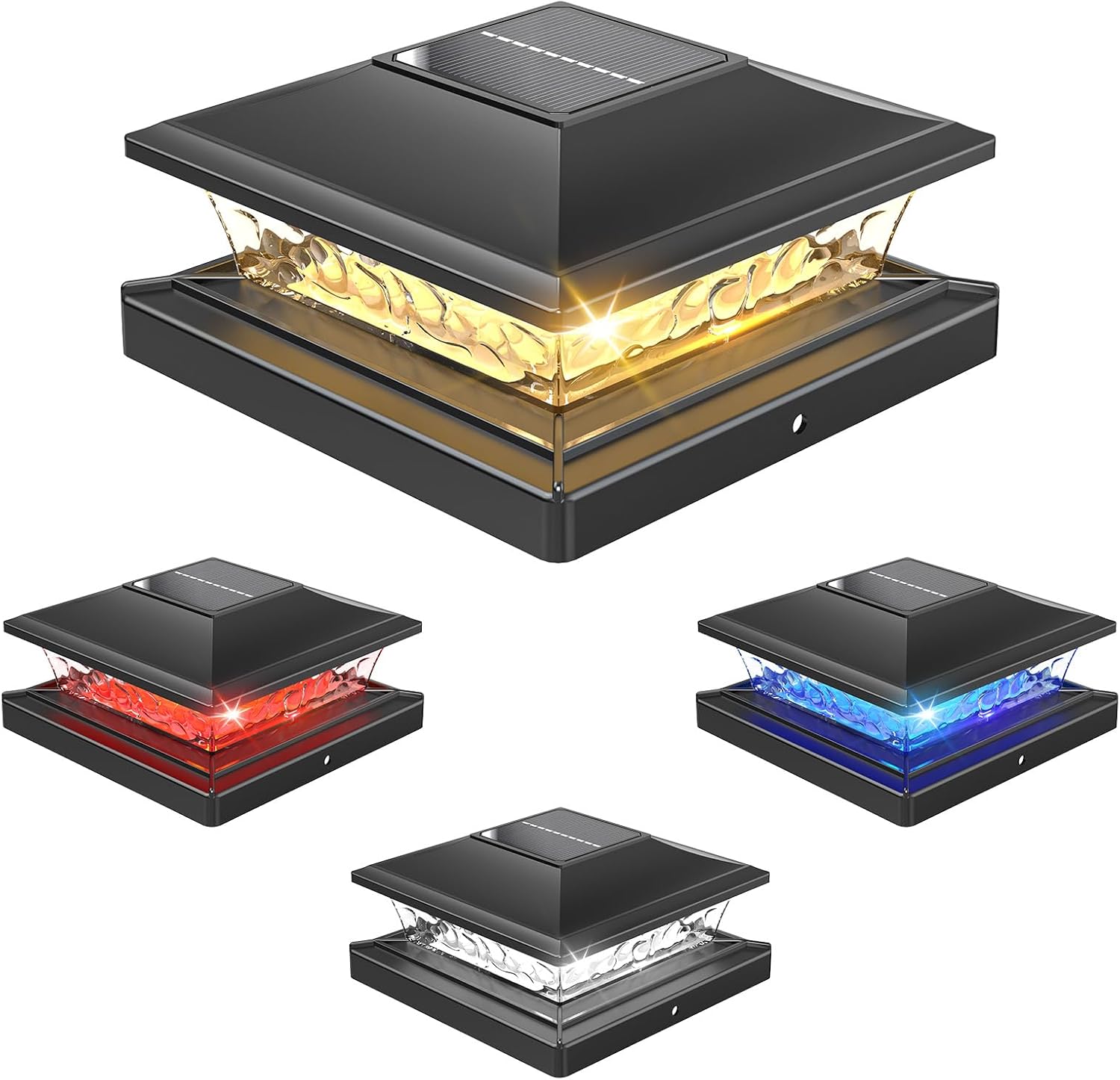 APONUO Solar Post Cap Lights - 8 RGB Colors & Waterproof Design