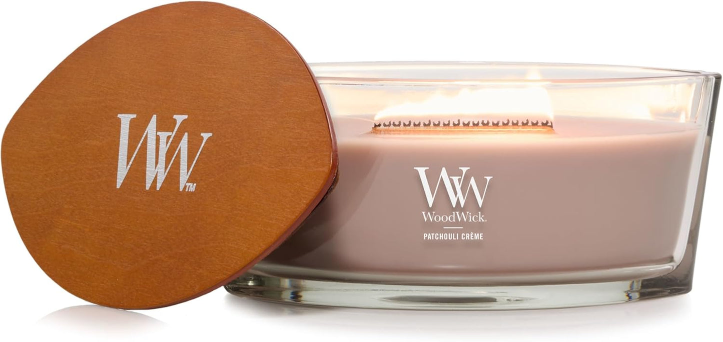 WoodWick Patchouli Creme Scented Candle for Cozy Ambiance