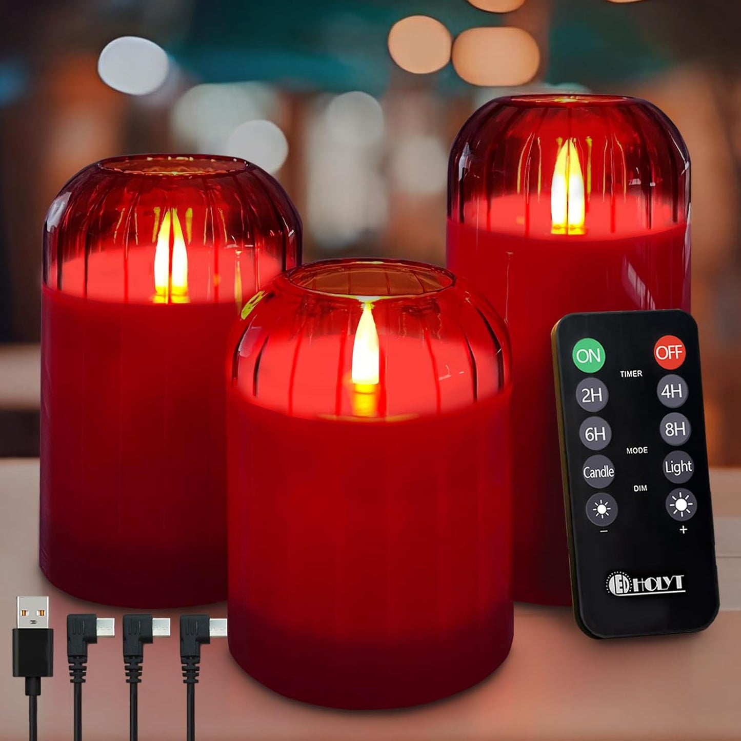 Rechargeable Flameless Candle Set with Remote Control for Decor