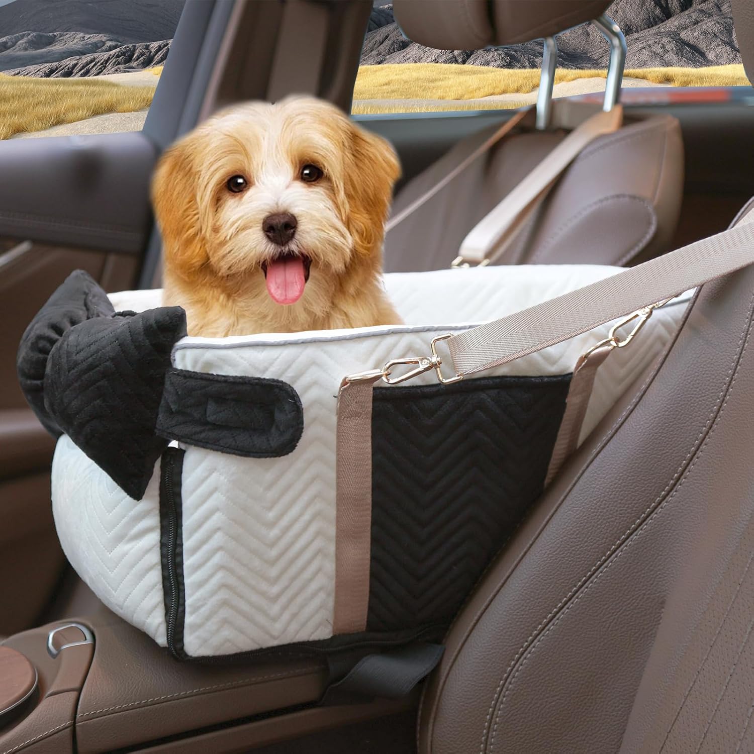 Small Dog Car Seat with Soft Cushion for Safe Travel