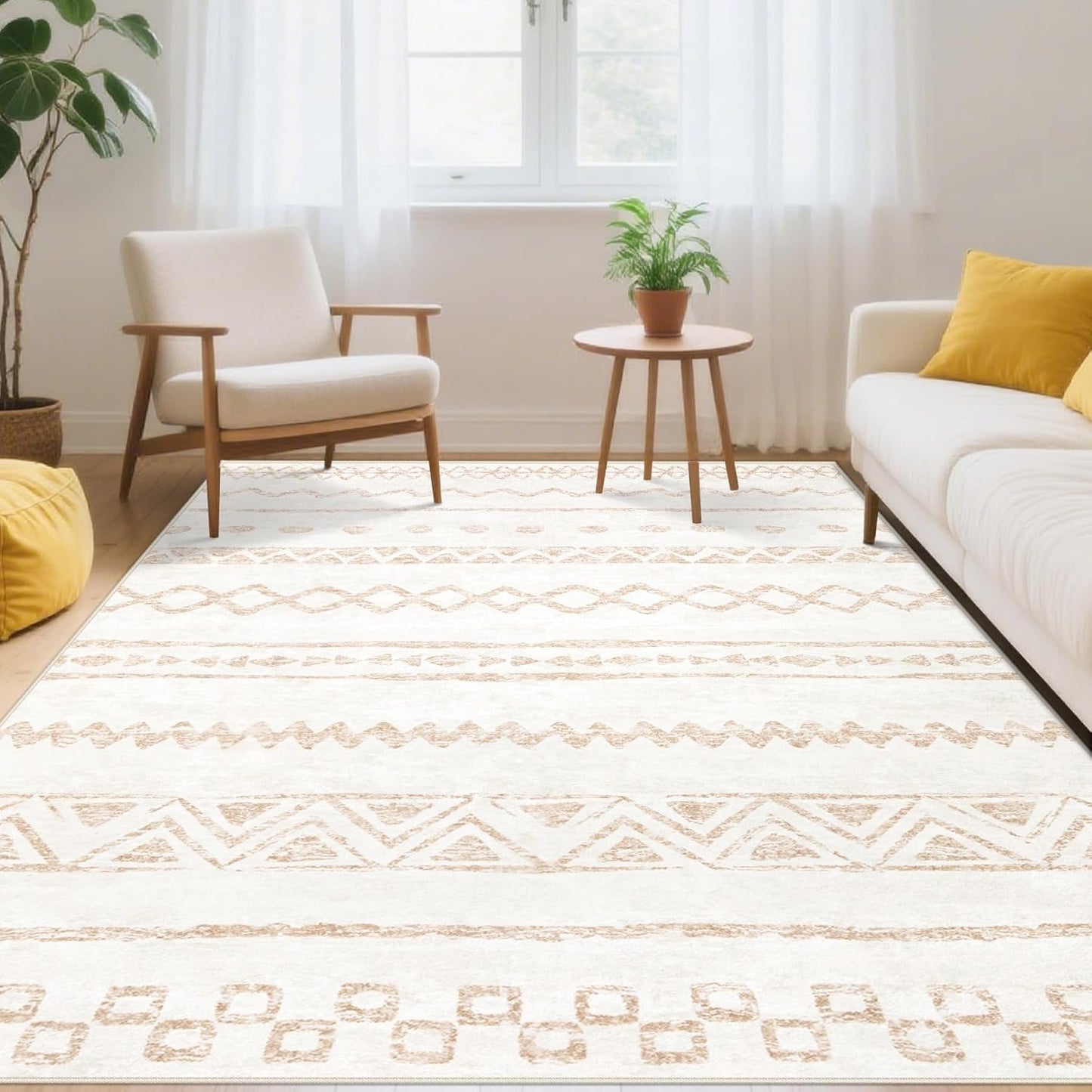 6x9 Area Rugs for Living Room: Modern Geometric Soft Carpet