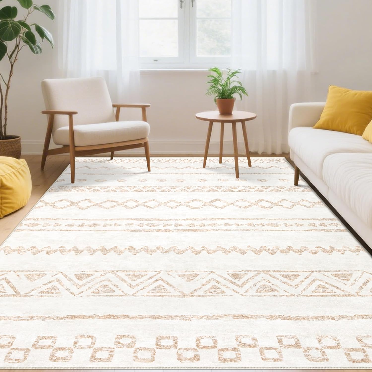 6x9 Area Rugs for Living Room: Modern Geometric Soft Carpet