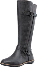 Knee-High Boots for Women - Jeossy 9656 Riding Style with Buckle