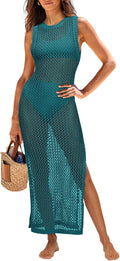 Womens Swimsuit Cover Up Crochet Beach Dress - Breathable Knit Layer
