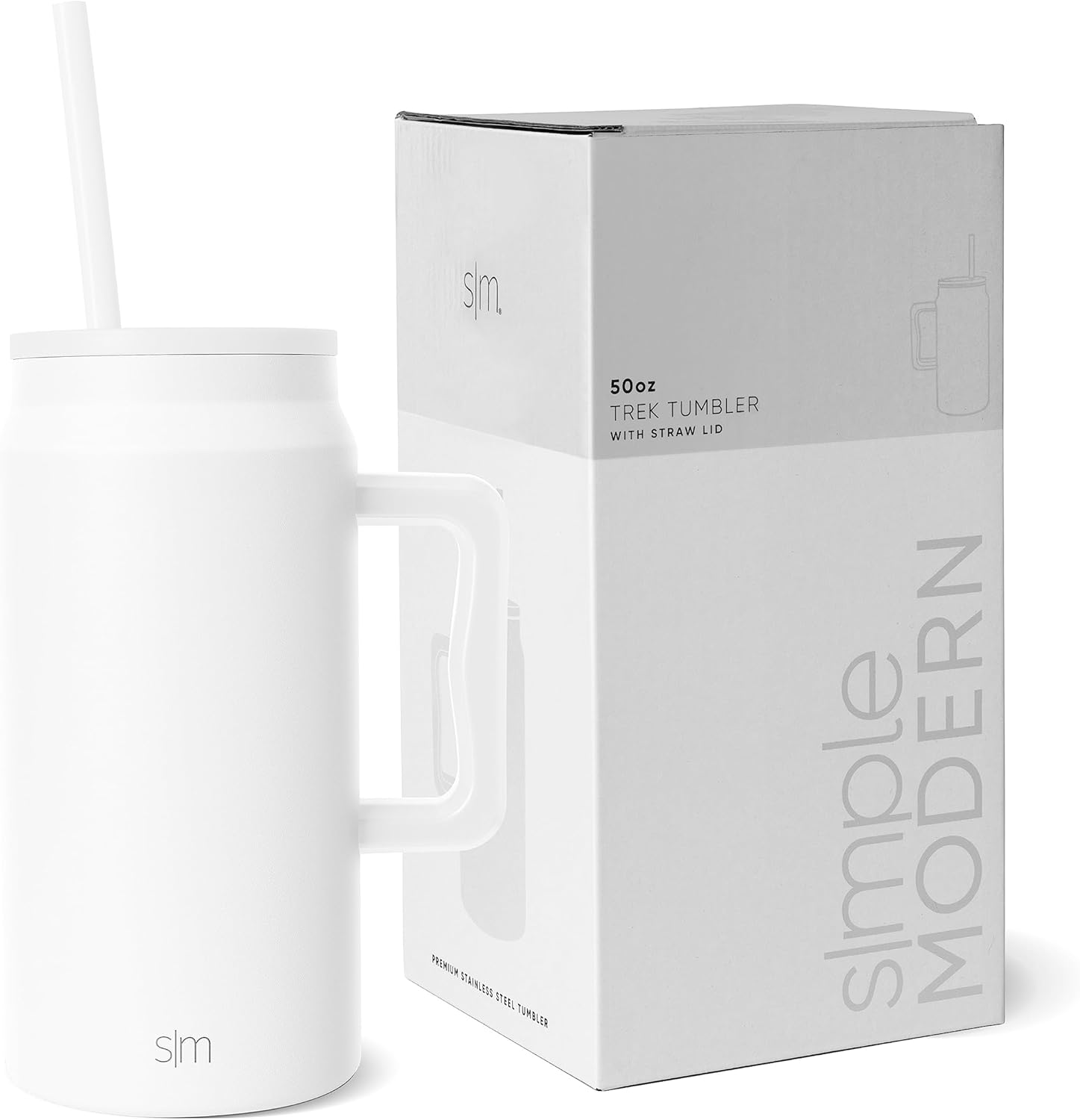 50oz Simple Modern Mug Tumbler with Handle and Straw Lid