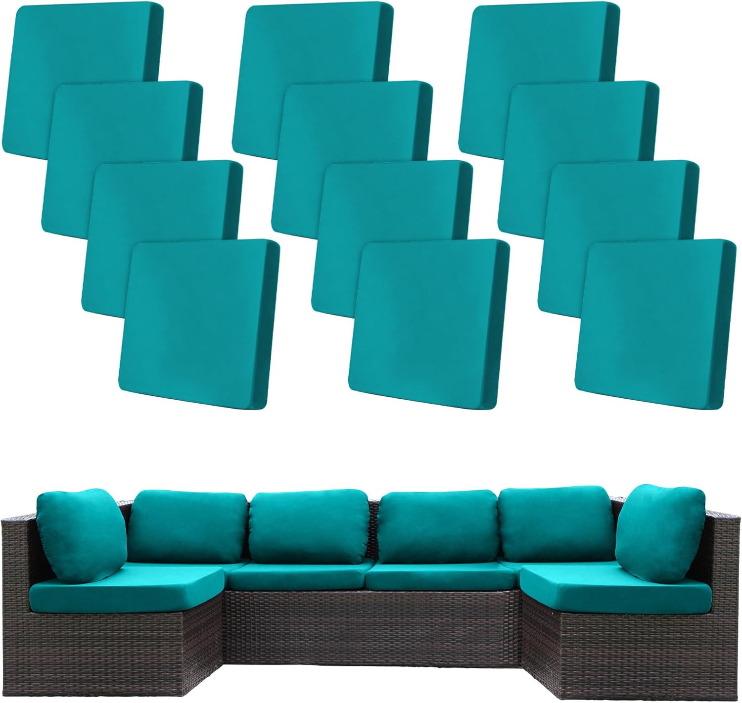 12 Pcs Stretch Patio Cushion Covers for Outdoor Furniture Use