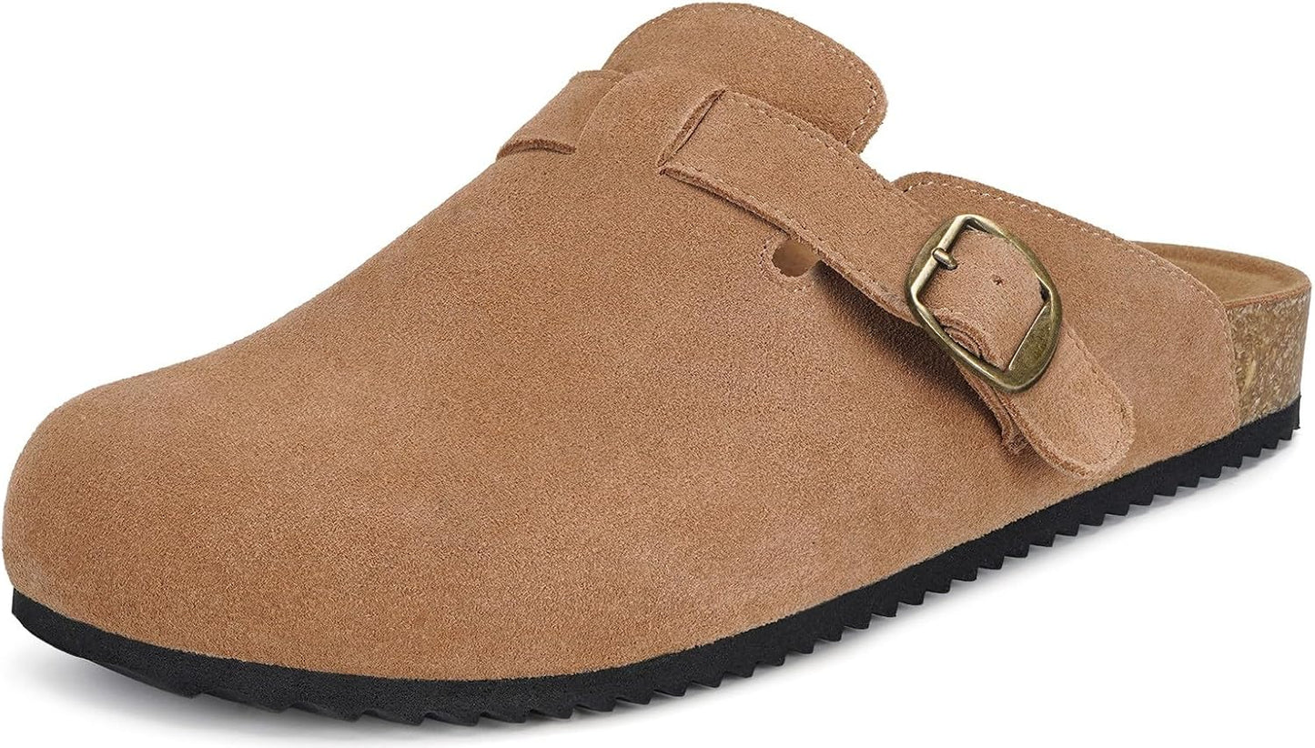 Womens Suede Clogs with Arch Support for All-Day Comfort