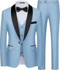 WULFUL Men's 3 Piece Slim Fit Tuxedo Suit Set - Tailored Stretch