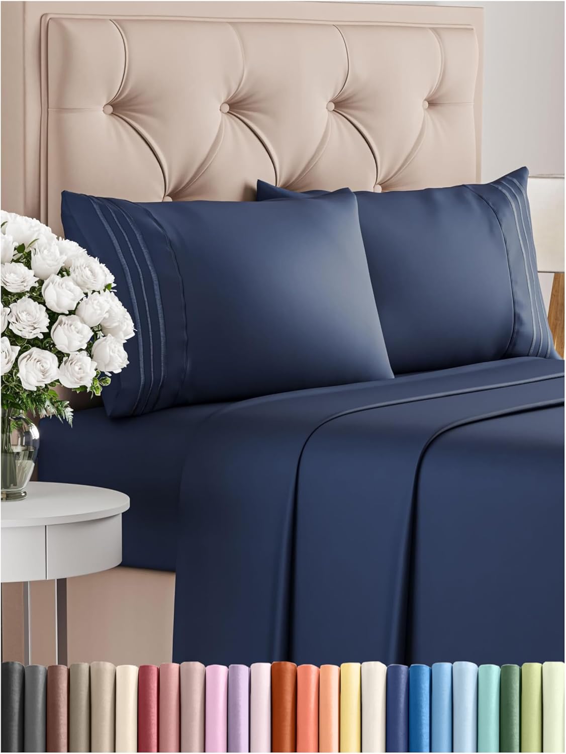 Cal King Size 4 Piece Sheet Set - Soft, Cooling, Deep Pockets