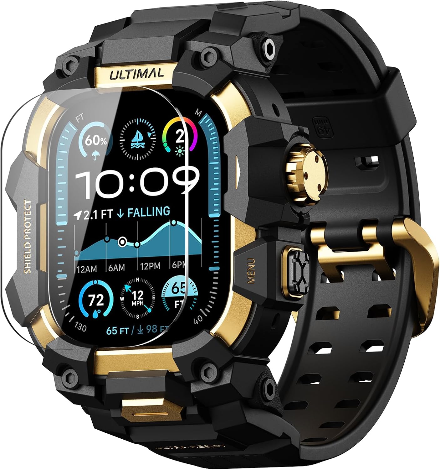 ULTIMAL Rugged Case with Band for Apple Watch Ultra 49mm Gold
