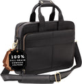 Full-Grain Leather Briefcase for Men - Laptop Bag with Protected