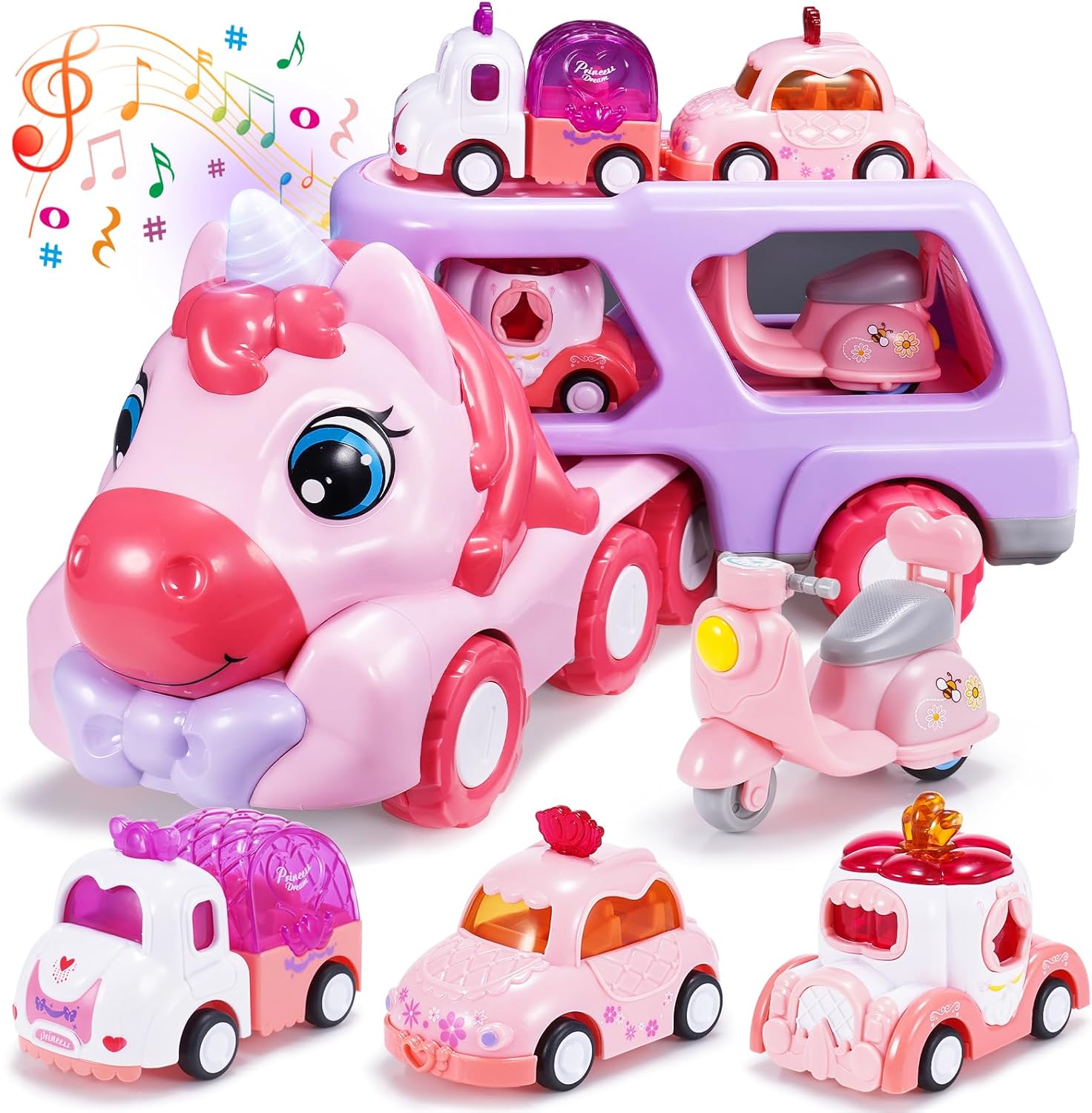 5-in-1 Unicorn Toy Truck - Perfect Gift for 1-3 Year Old Girls