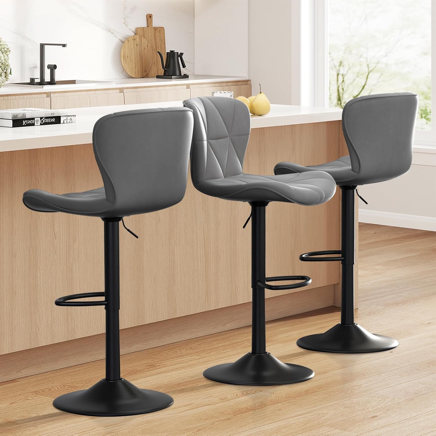 Adjustable Swivel Bar Stools Set of 3 for Kitchen Island