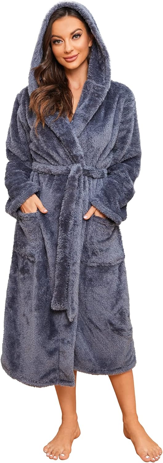 HEARTNICE Womens Hooded Fleece Robe for Ultimate Comfort